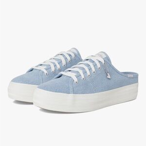 Keds Light Blue Denim Triple Kick Mule Slip On Women's Size 6 Sneaker Platform